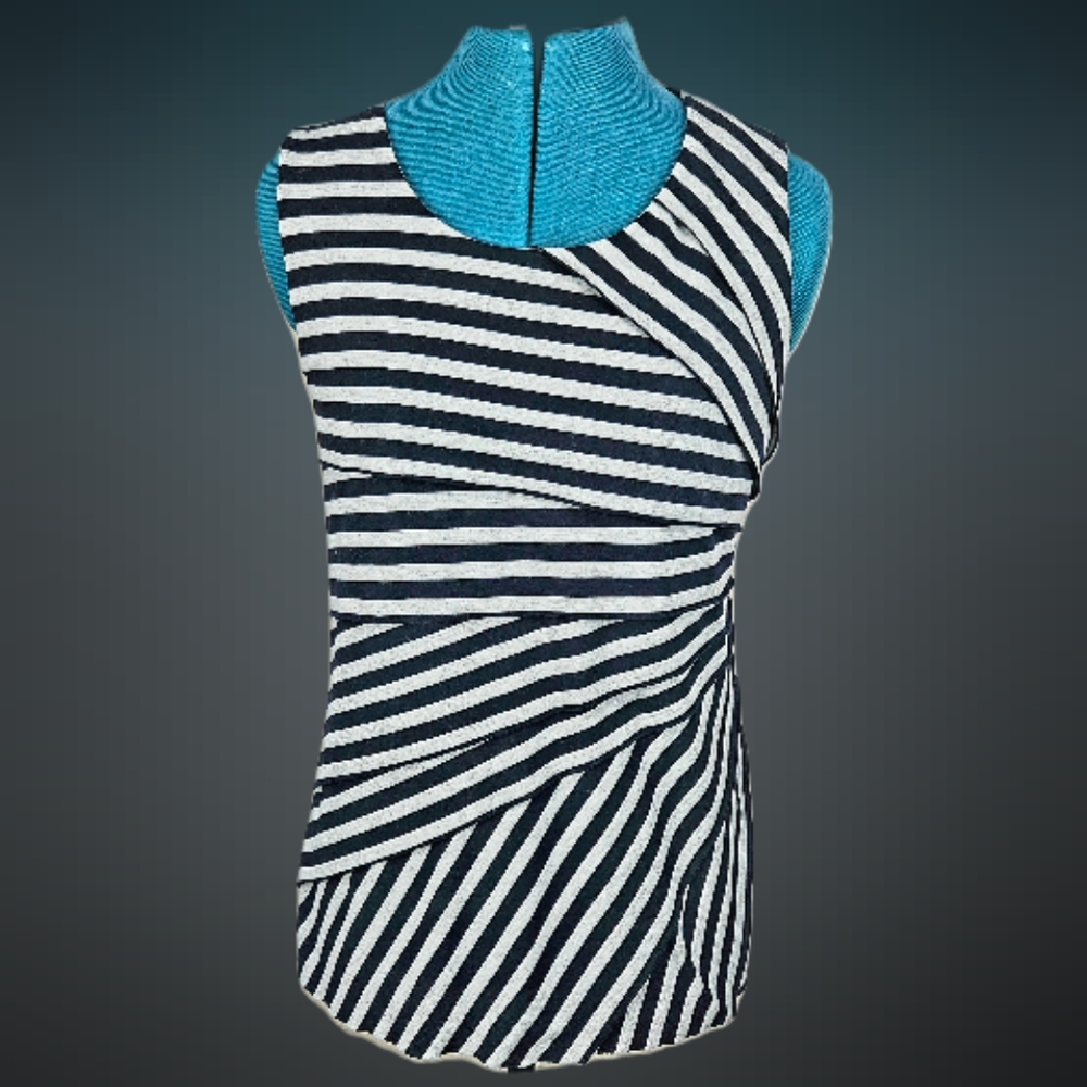 89th & Madison - womans sleeveless tank,navy& gray striped,sz large